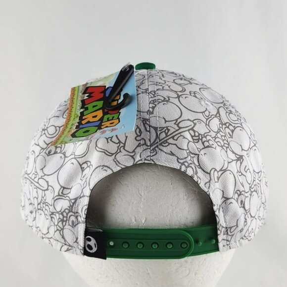 Nintendo Super Mario Yoshi Snapback Adjustable Hat Cap Green White OS Fits Most - Picture 8 of 16